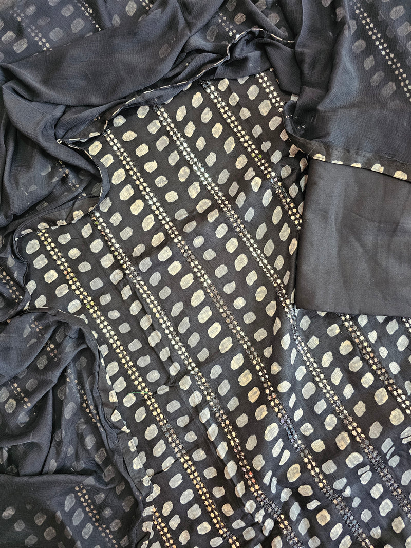 Soft Cotton Unstitched Salwar - Black