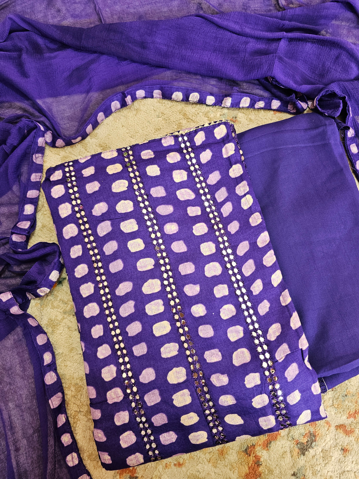 Soft Cotton Unstitched Salwar - Purple