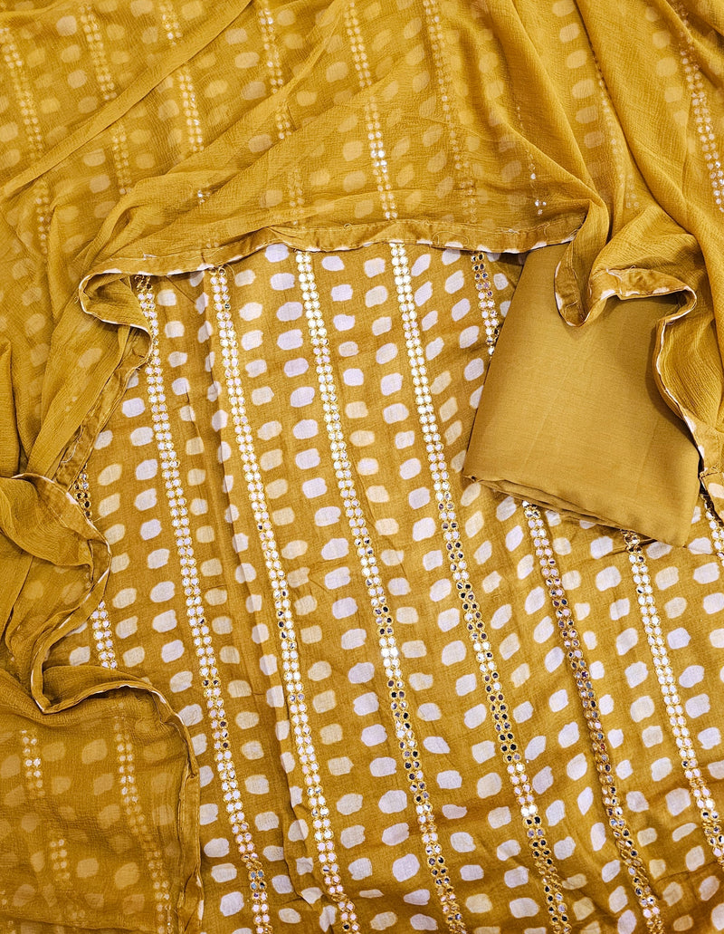 Soft Cotton Unstitched Salwar -  Mustard Yellow
