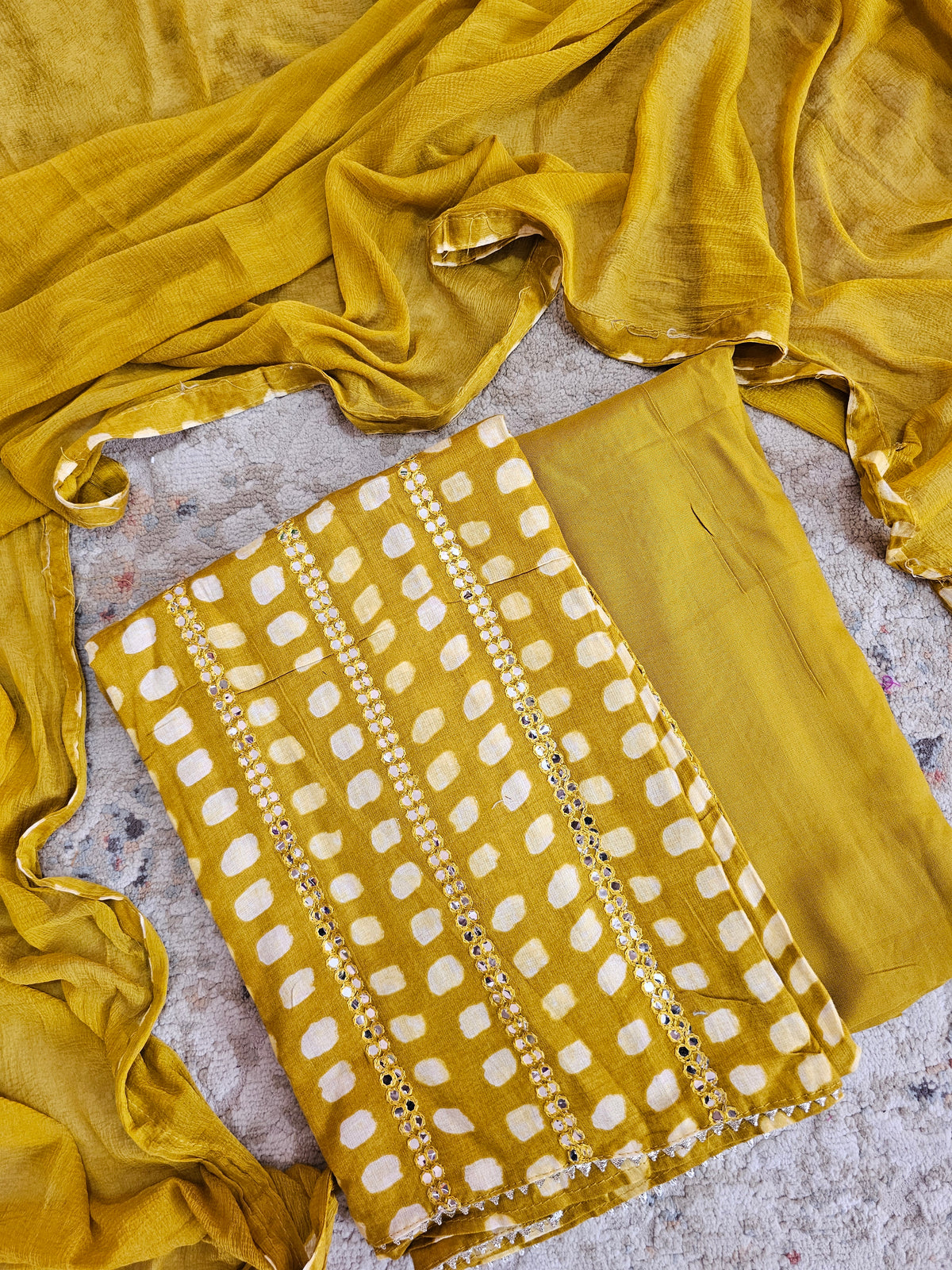 Soft Cotton Unstitched Salwar -  Mustard Yellow