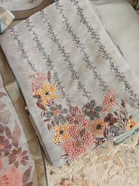 Linen Tissue Unstitched Salwar - Grey
