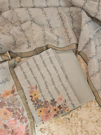 Linen Tissue Unstitched Salwar - Grey