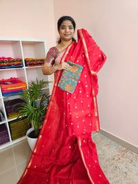 Semi Maheshwari Silk Cotton - Red