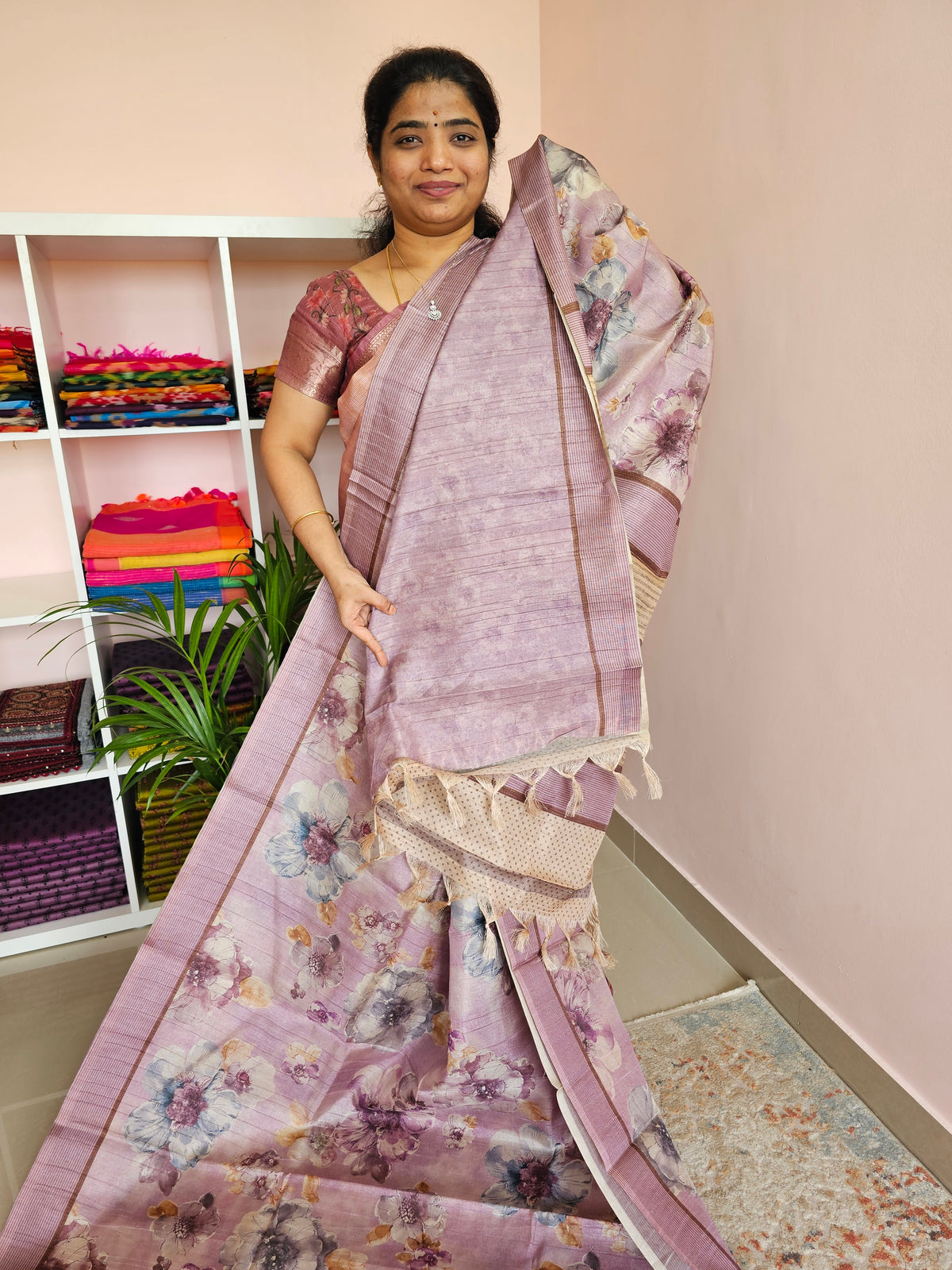 Casual Semi Tussar - Pink