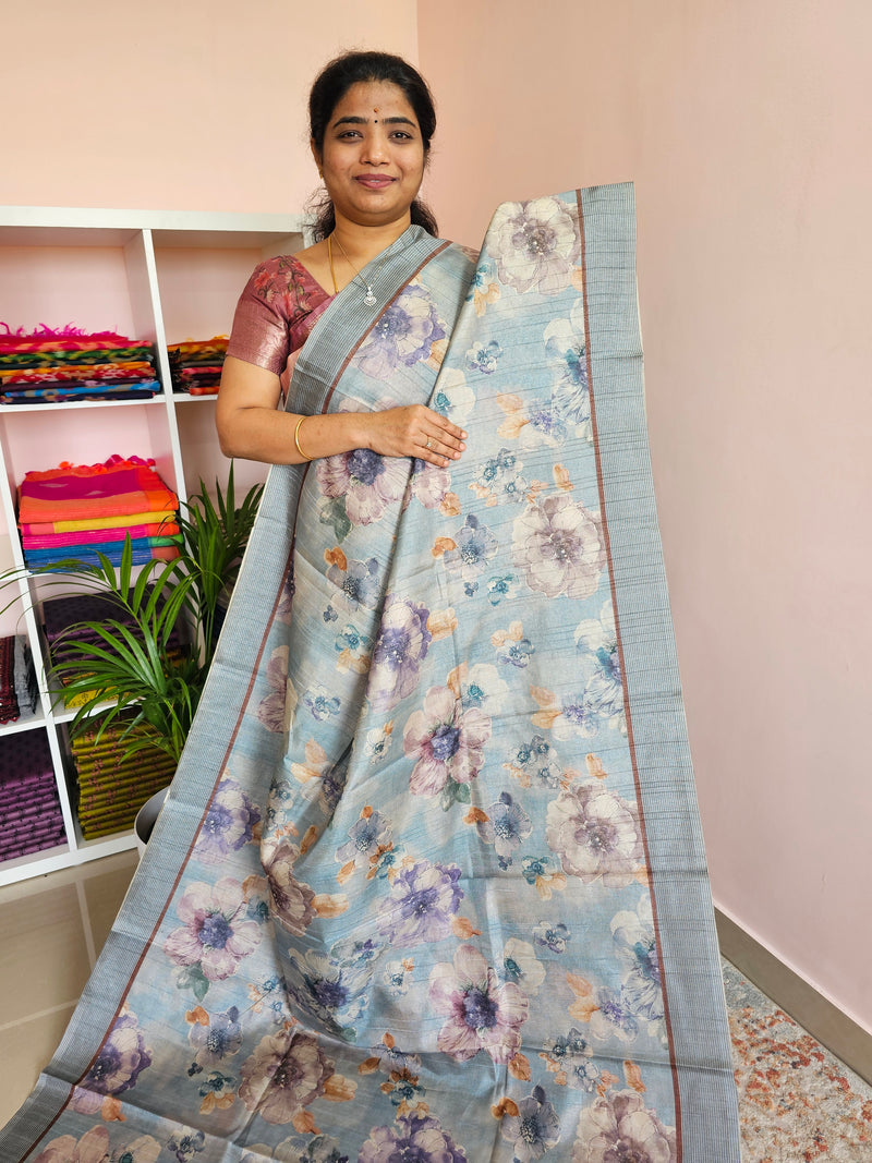 Casual Semi Tussar - Blue