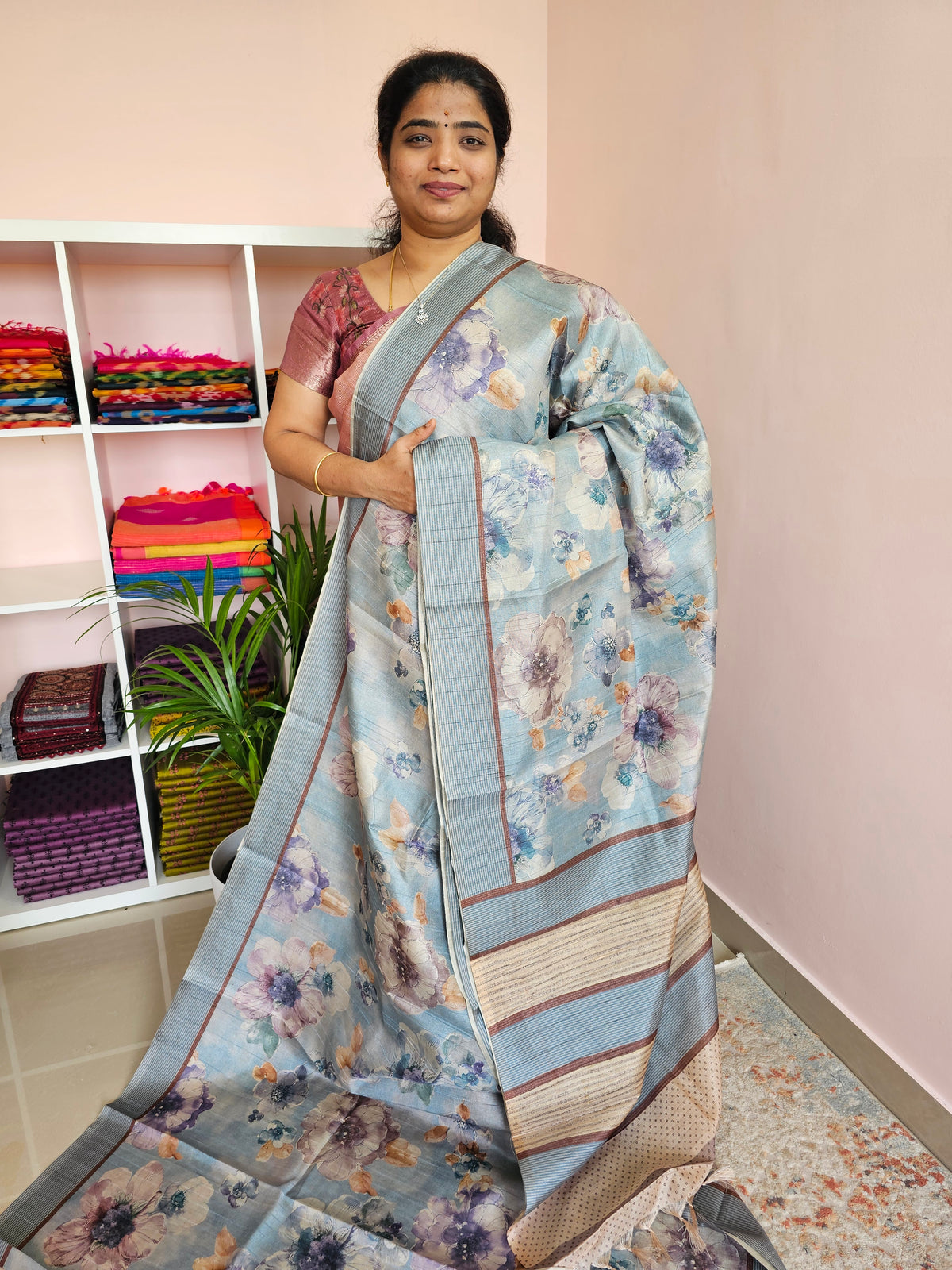 Casual Semi Tussar - Blue