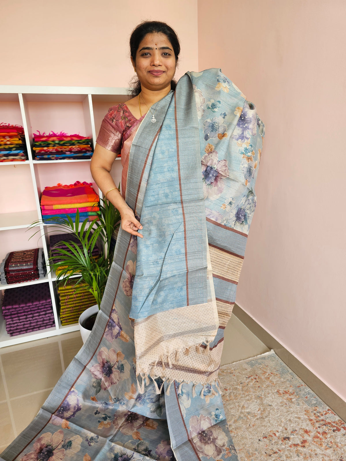 Casual Semi Tussar - Blue