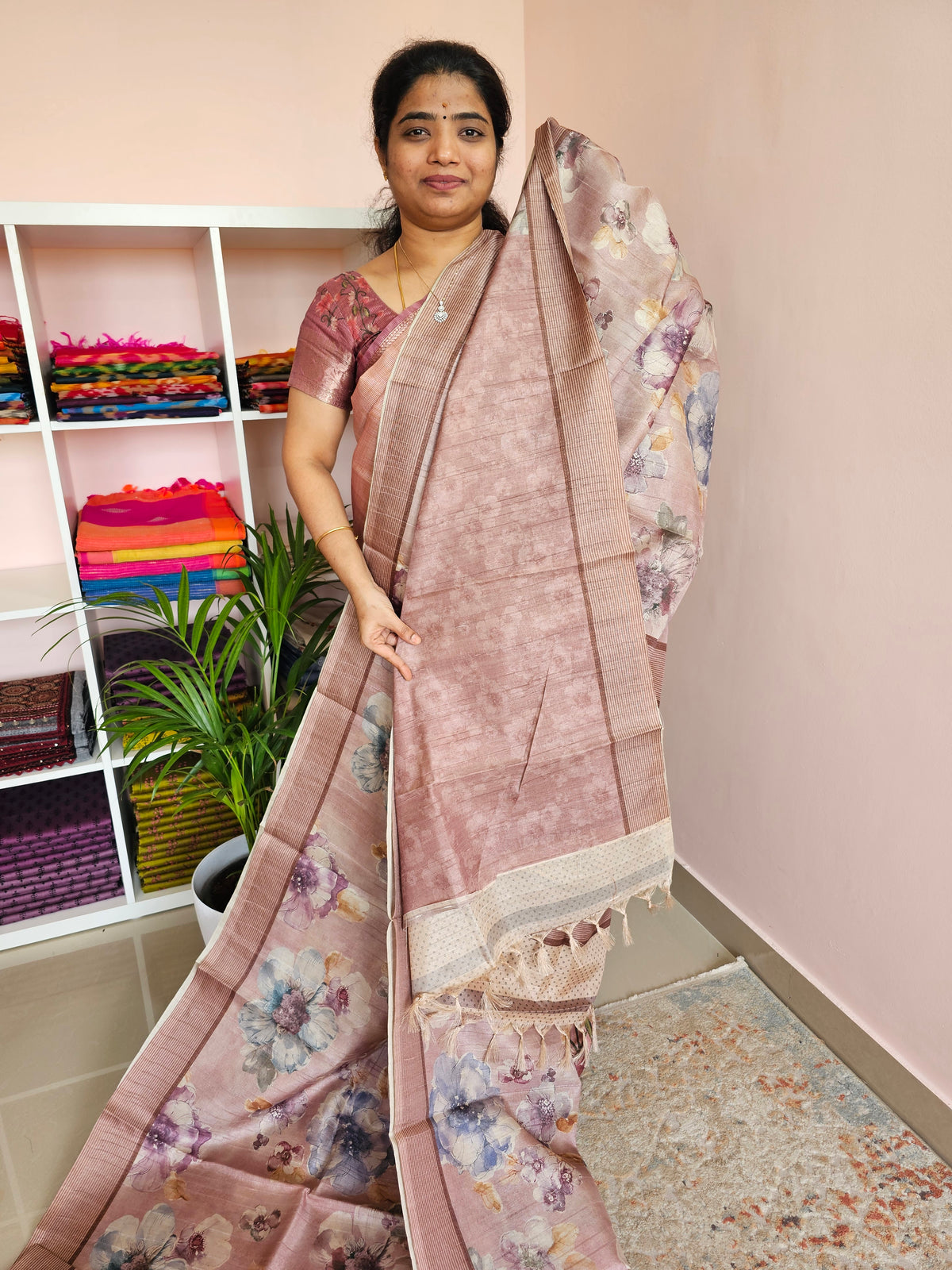 Casual Semi Tussar - Onion Pink
