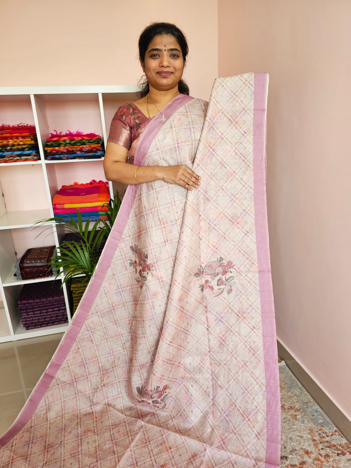 Casual Semi Tussar - Pink