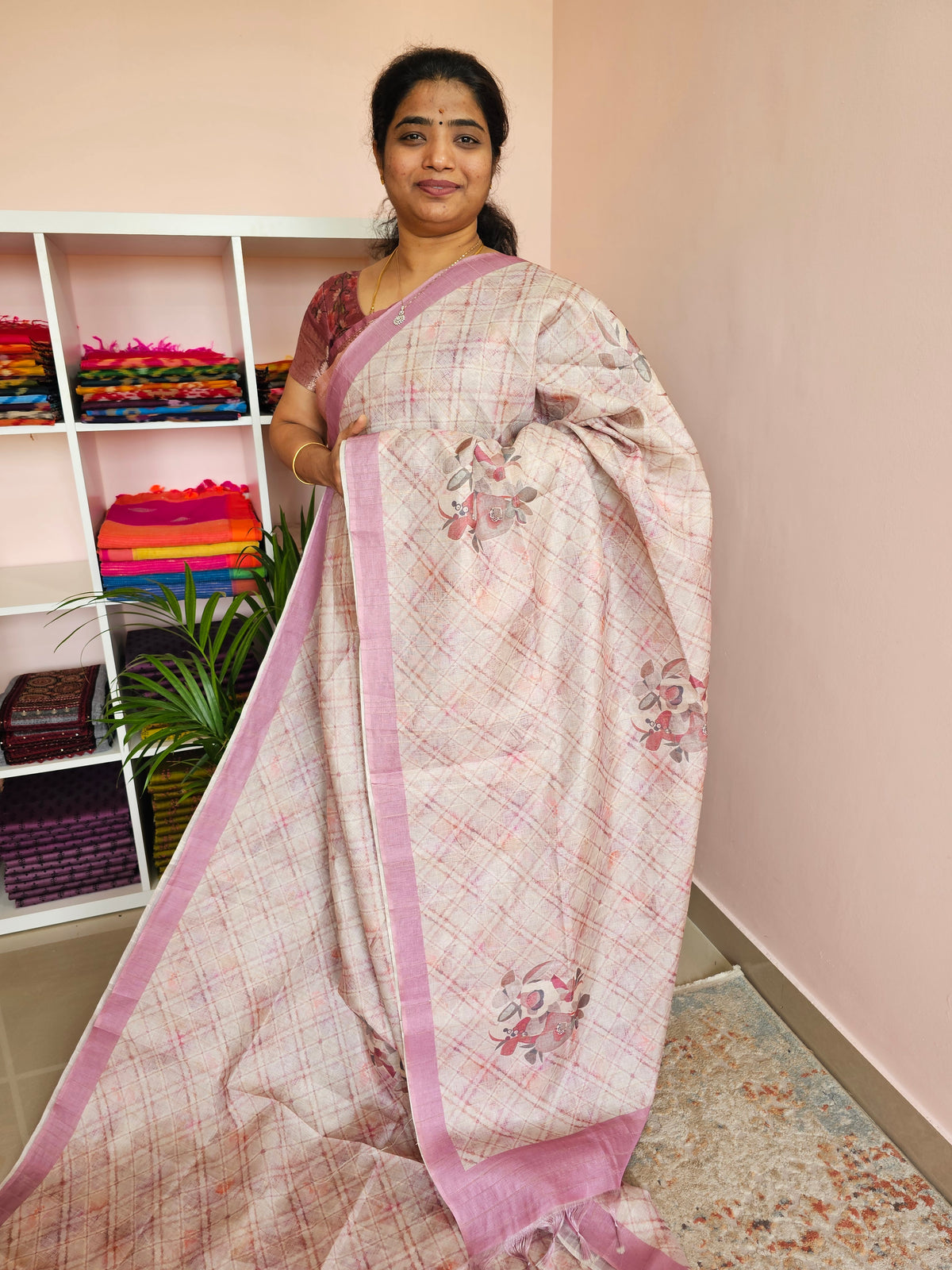 Casual Semi Tussar - Pink