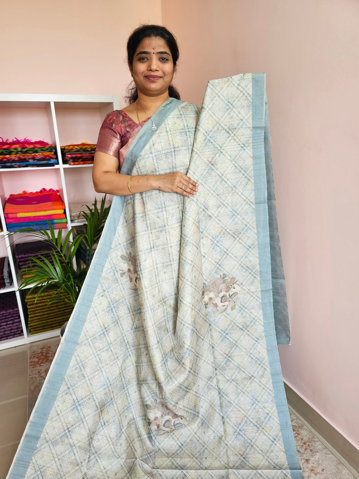 Casual Semi Tussar - Sea Blue