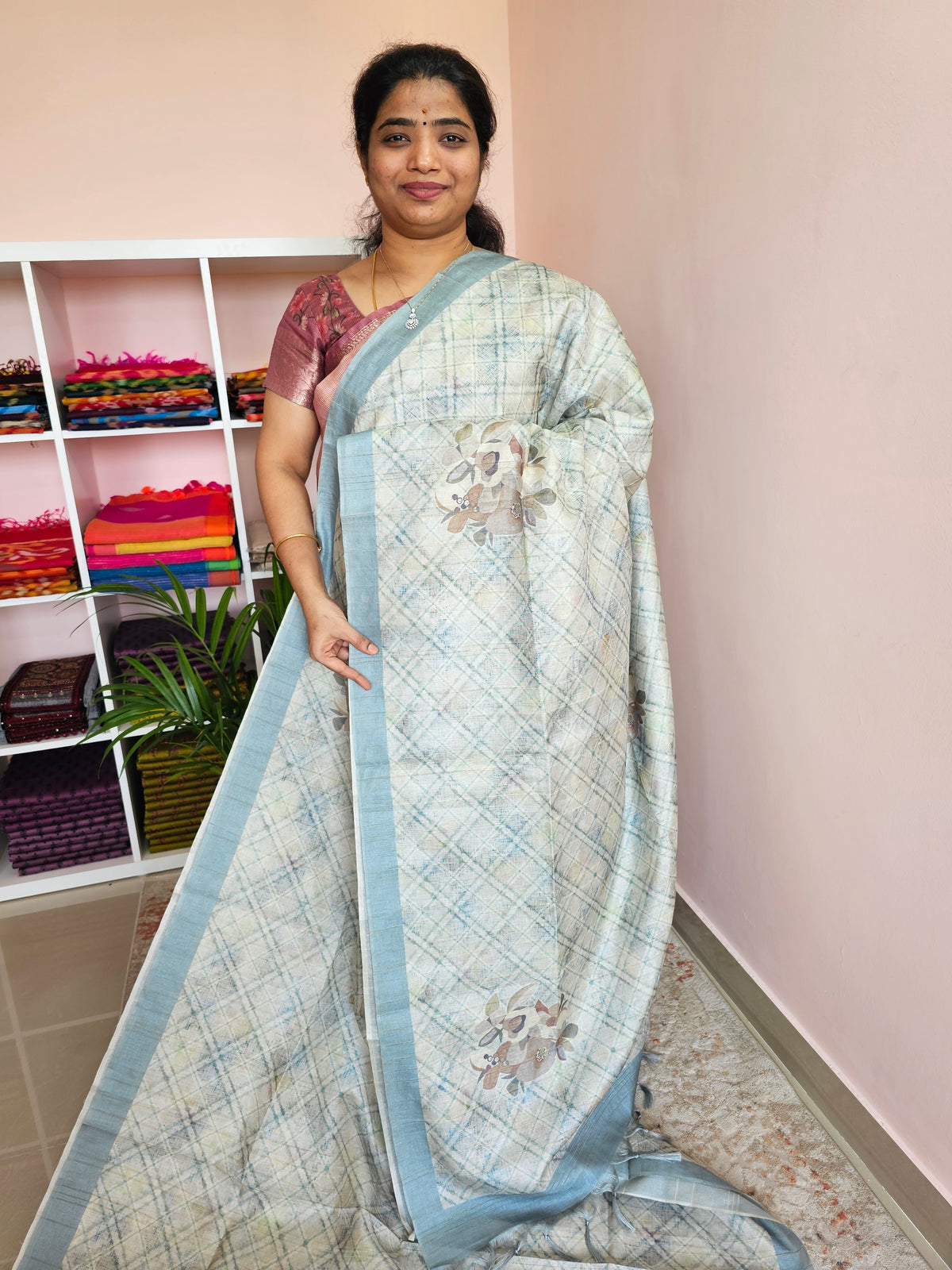 Casual Semi Tussar - Sea Blue