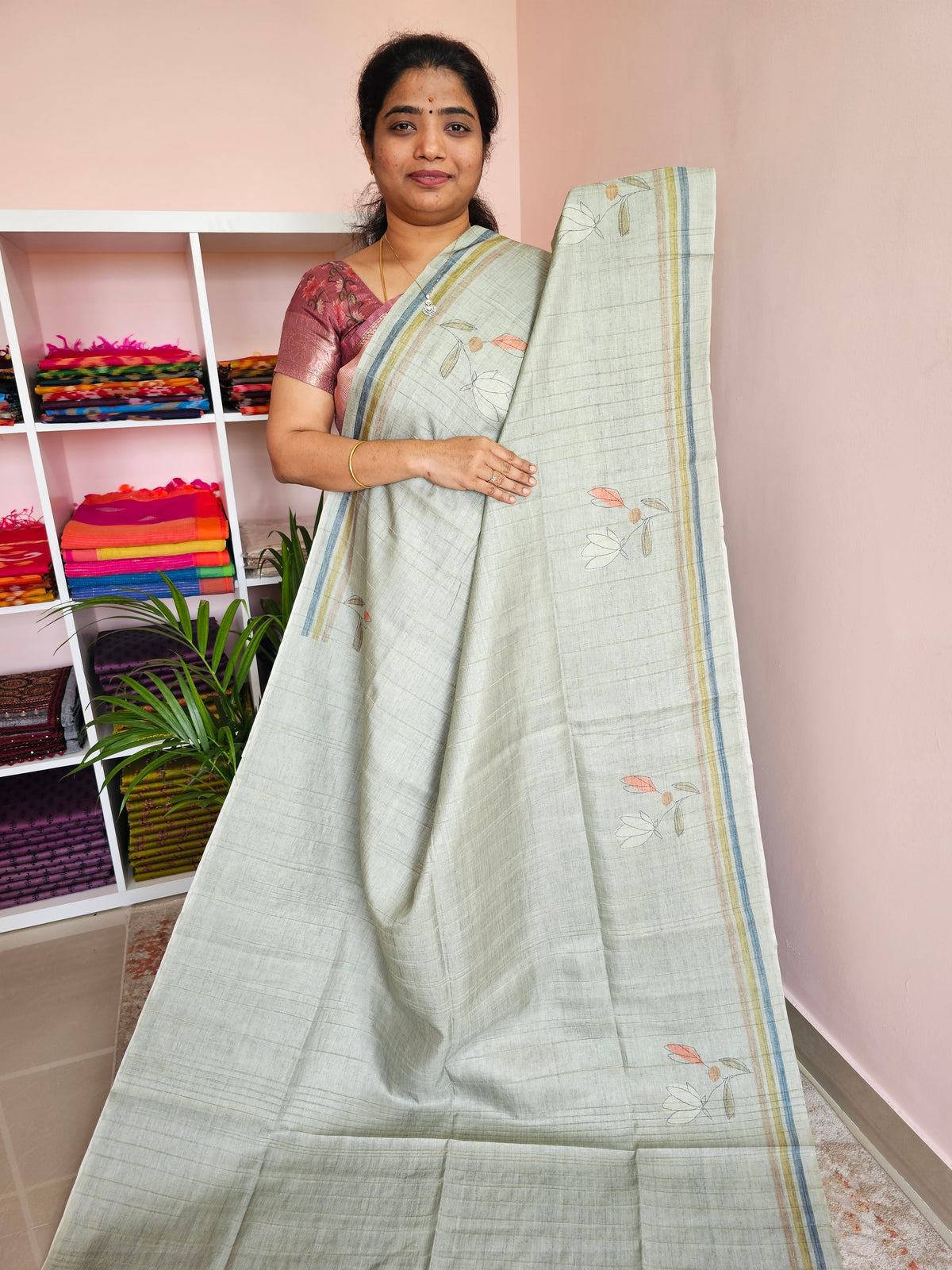 Casual Semi Tussar - Blue