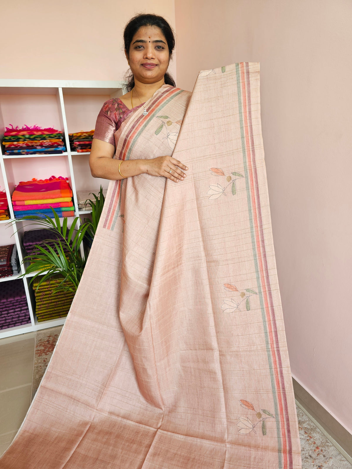 Casual Semi Tussar - Peach