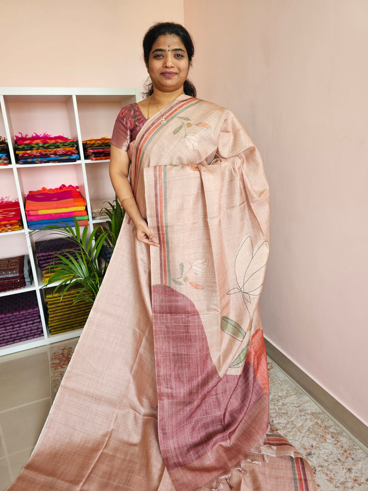 Casual Semi Tussar - Peach