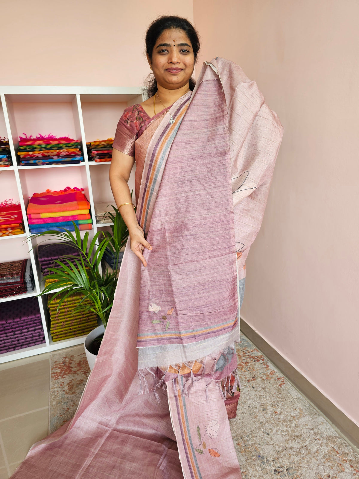 Casual Semi Tussar - Purple