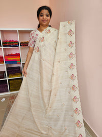 Semi Tussar Kota Weaving Sarees - Cream