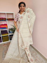 Semi Tussar Kota Weaving Sarees - Cream
