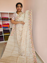 Semi Tussar Kota Weaving Sarees - Cream
