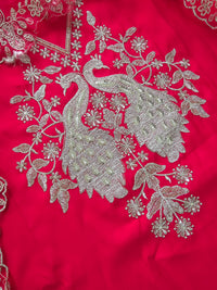 Soft Silk Unstitched Salwar Suit  - Reddish Pink