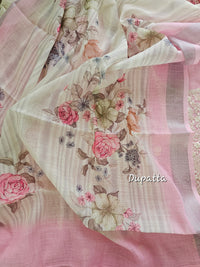 Linen Cotton with Emboridery Salwar Suit  - Pink