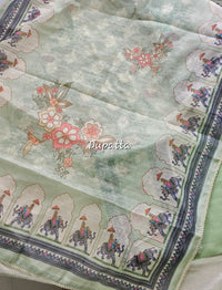 Linen Cotton Unstitched Salwar Suit  - Green