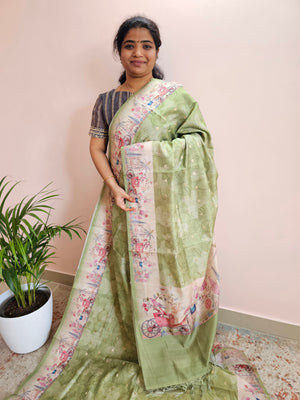 Unique Semi Tussar with Zari Weaving Butti -
