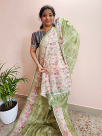 Unique Semi Tussar with Zari Weaving Butti -
