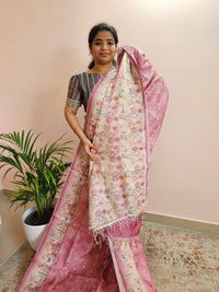 Unique Semi Tussar with Zari Weaving Butti - Pink