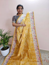Unique Semi Tussar with Zari Weaving Butti - Yellow