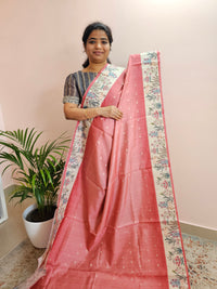 Unique Semi Tussar with Zari Weaving Butti - Peach