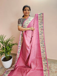 Unique Semi Tussar with Zari Weaving Butti - Pink