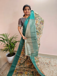 𝐏𝐫𝐞𝐛𝐨𝐨𝐤𝐢𝐧𝐠 𝐀𝐯𝐚𝐢𝐥𝐚𝐛𝐥𝐞 - 𝟑𝟎 𝐃𝐚𝐲𝐬 𝐃𝐢𝐬𝐩𝐚𝐭𝐜𝐡𝐢𝐧𝐠 𝐓𝐢𝐦𝐞 Unique Semi Tussar with Zari Weaving - Sea Green