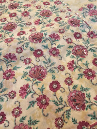 Pure Cotton Unstitched Salwar - Off-white with Sandal