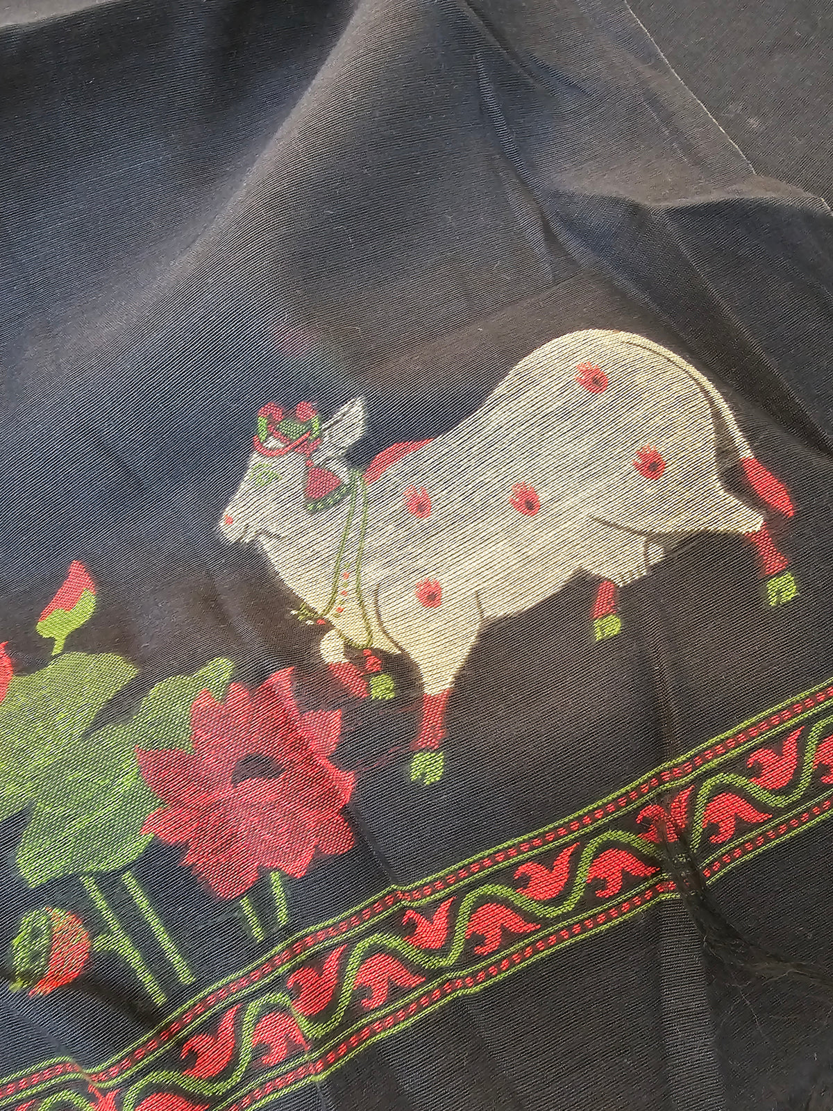 Linen Weaving Unstitched Salwar - Black