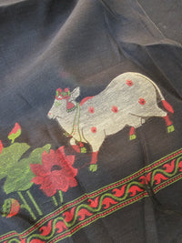 Linen Weaving Unstitched Salwar - Black