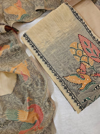 Cotton Jamdani Weaving Unstitched Salwar Suit  - Cream