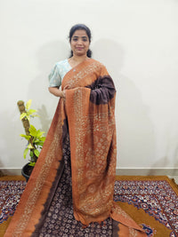Bhagalpuri with Batik Print - Brown with Honey Brown