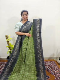 Bhagalpuri with Batik Print - Green with Grey