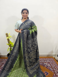 Bhagalpuri with Batik Print - Green with Grey