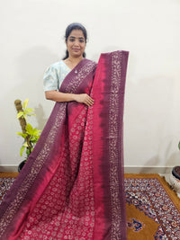 Bhagalpuri with Batik Print - Pink with Maroon