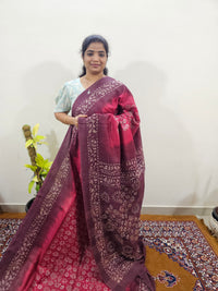 Bhagalpuri with Batik Print - Pink with Maroon