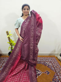 Bhagalpuri with Batik Print - Pink with Maroon