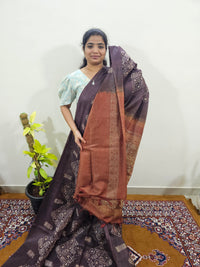 Bhagalpuri with Batik Print - Brown with Honey Brown