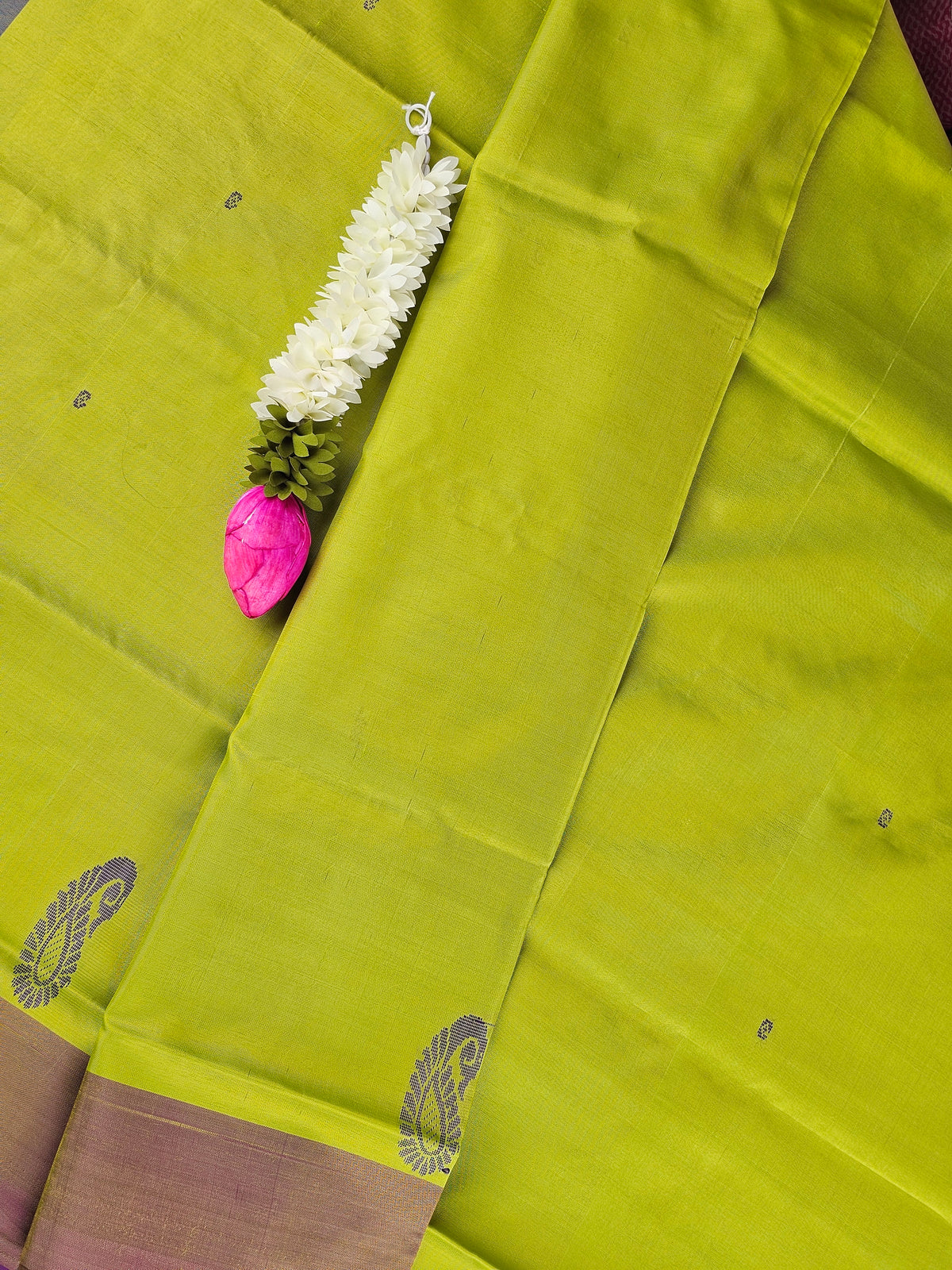 Green with Purple Chinnalampattu Saree with Blouse