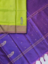 Green with Purple Chinnalampattu Saree with Blouse