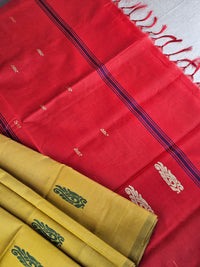Mustard Yellow with Red Chinnalampattu Saree with Blouse