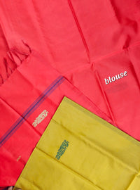 Mustard Yellow with Red Chinnalampattu Saree with Blouse