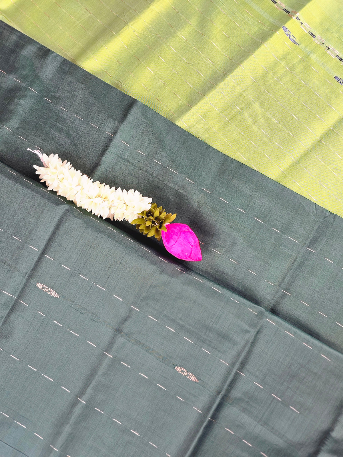 Dark Green with Light Green Chinnalampattu Saree with Blouse