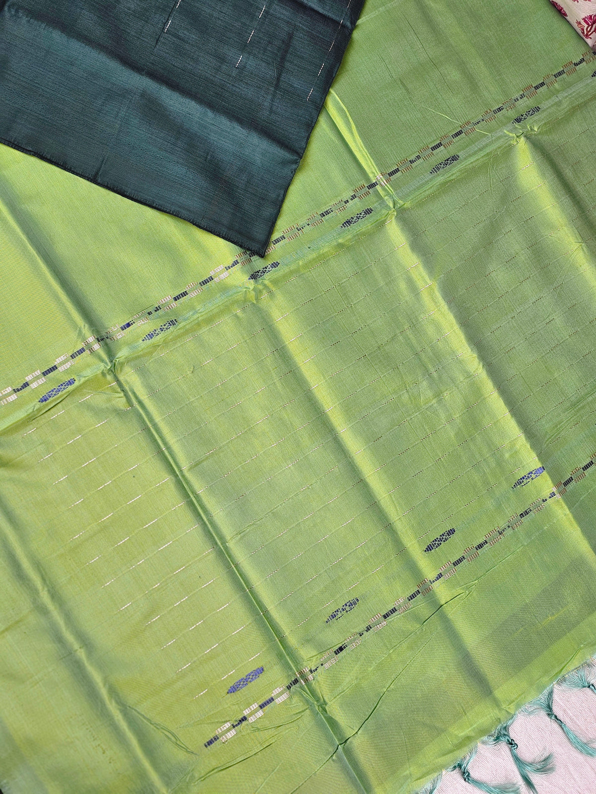 Dark Green with Light Green Chinnalampattu Saree with Blouse